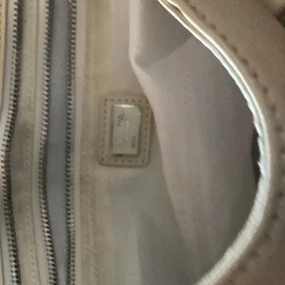 Prada Ivory Leather Shoulder Bag with Silver Buckles - Picture 9 of 15